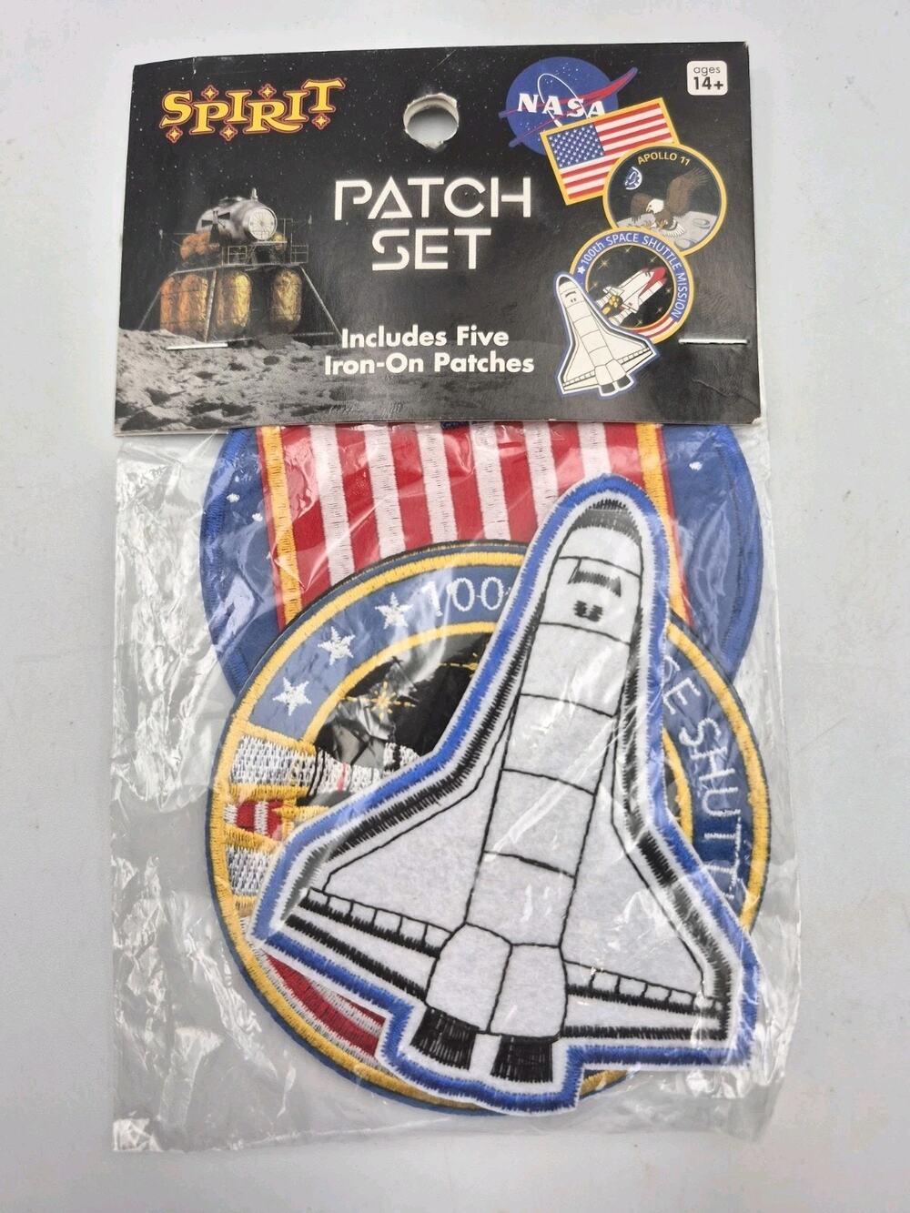 NASA Astronaut Space Shuttle US Flag Apollo 11 Embroidered Iron-on Patch Set 5ct